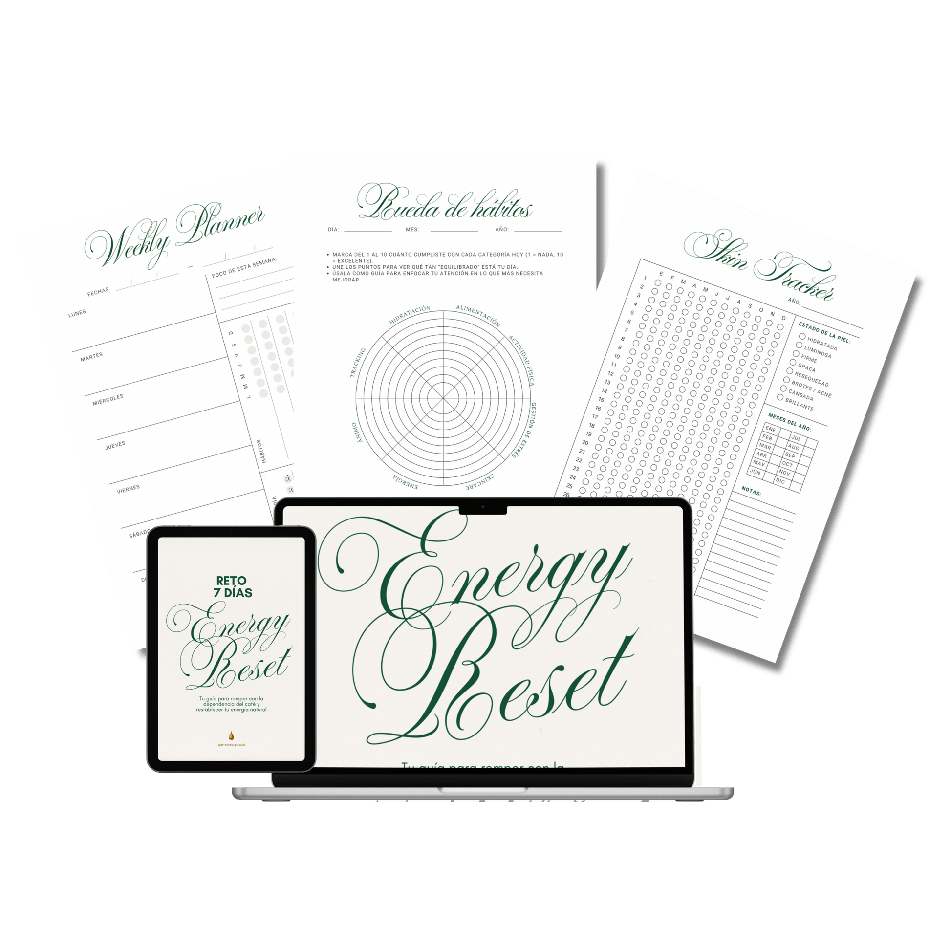 Reto RESET 7 Días (Incluye Planner & Tracker) - Drink your Glow CL