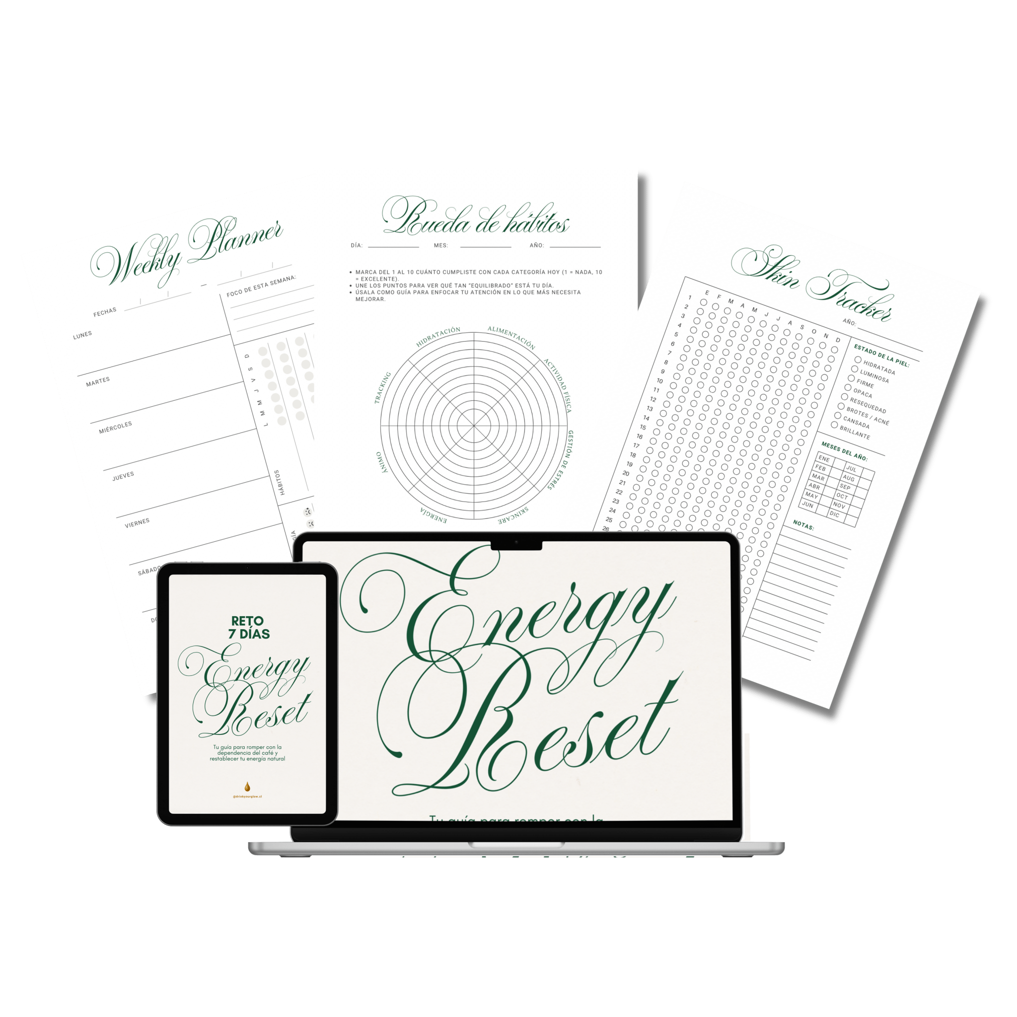 Reto RESET 7 Días (Incluye Planner & Tracker) - Drink your Glow CL