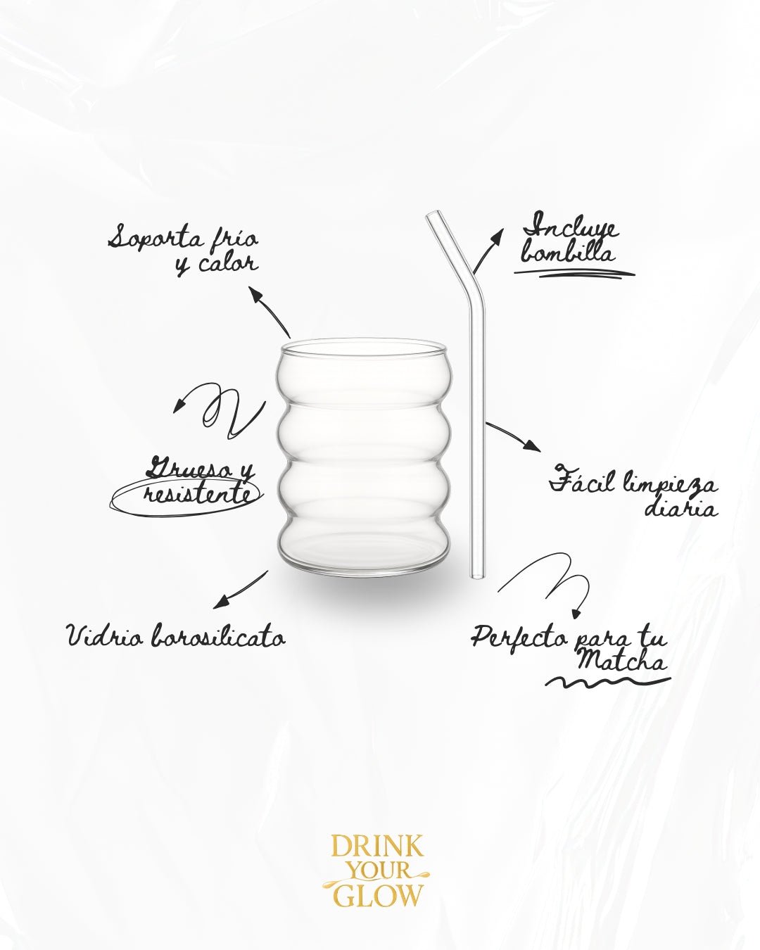 Vaso Cristal Burbuja 400 ml - Drink your Glow CL